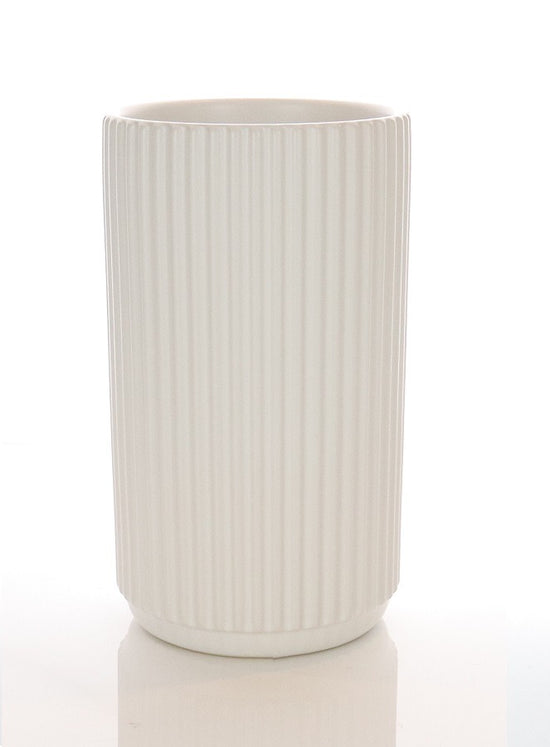 Large Ceramic Ribbed Pot - White