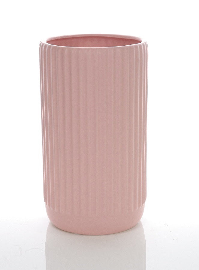 Large Ceramic Ribbed Pot - Pink