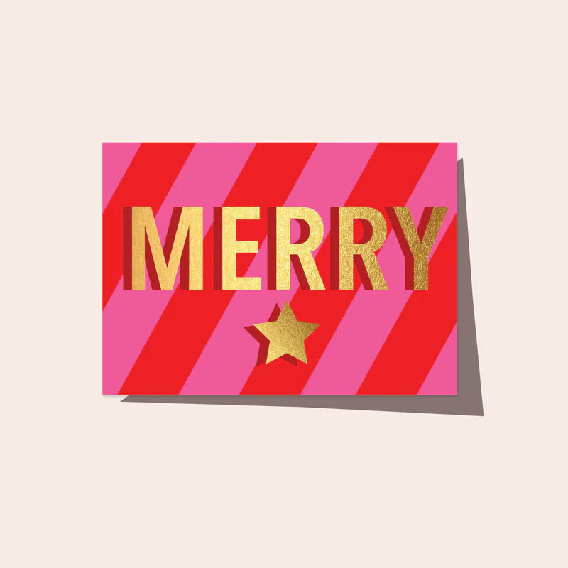 Neon Merry Stripe Card