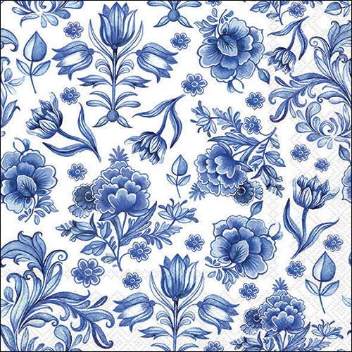 Ambiente Paper Napkins Delft Blue Flowers