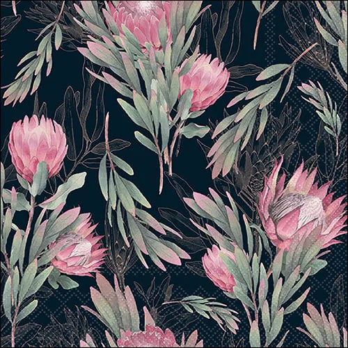 Ambiente Paper Napkins Protea Black