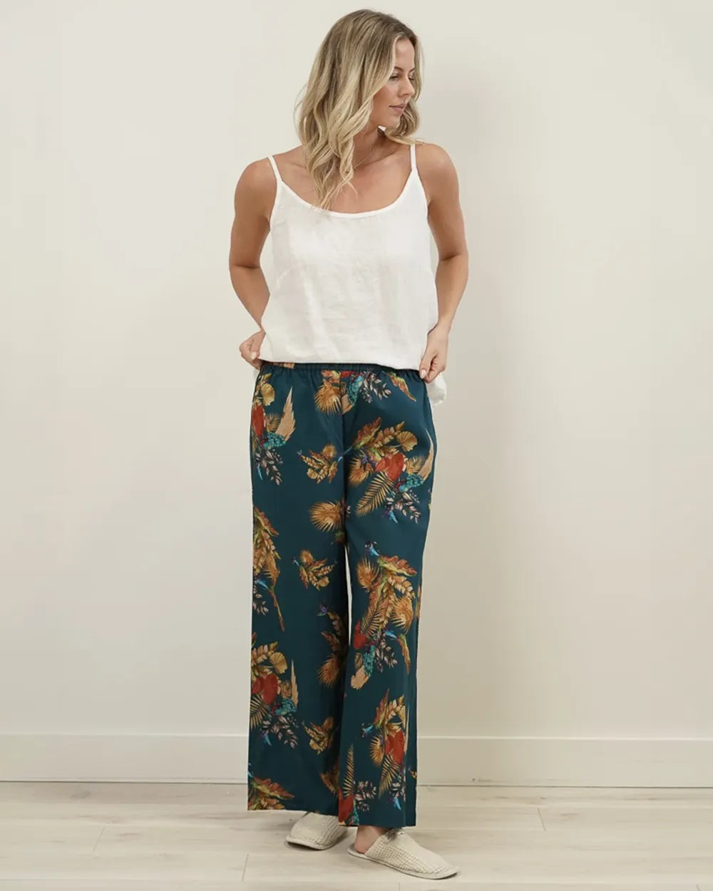 Linens Unlimited Autumn Leaf Petrol Blue Lounge Pants