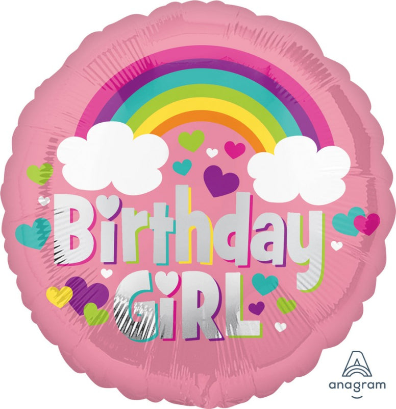Birthday Girl Rainbow Fun 45cm Balloon (Inflated)