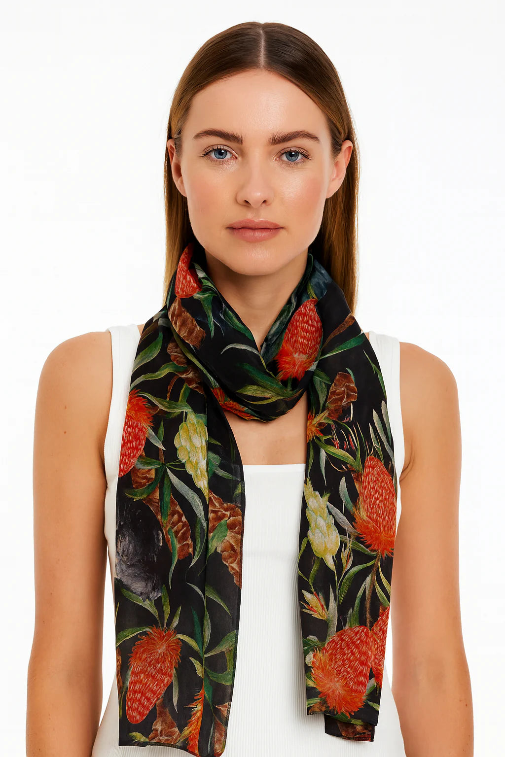 Black Cockatoo Banksia Cotton Modal Scarf