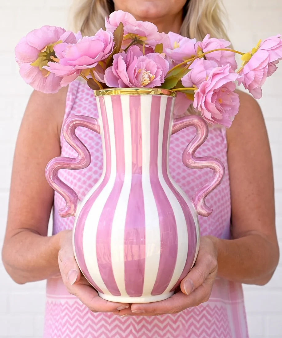 Carla Dinnage Designs Le Stripe Squiggly Vase (Rose)