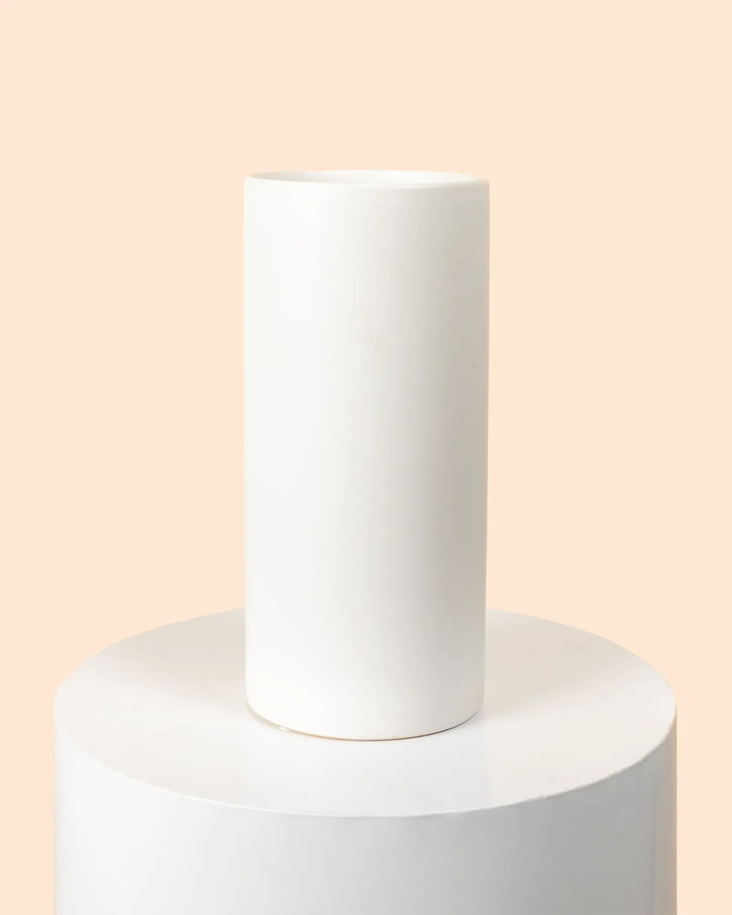 Ceramic Cylinder Vase (White Matte) (13x28cm)