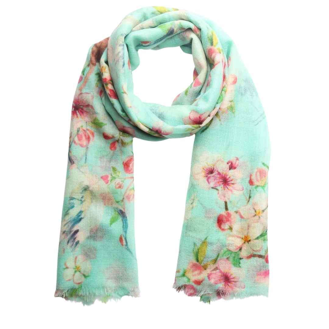 Cherry Blossom Crane Floral Cotton Modal Scarf