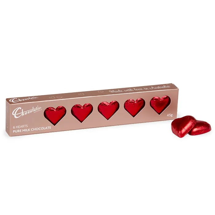 Chocolatier Solid Milk Chocolate Hearts (Red) (45g)