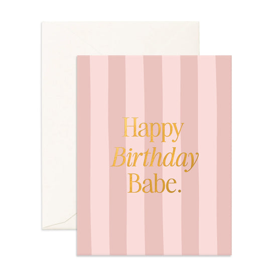 Fox & Fallow Birthday Babe Rose Stripe Greeting Card