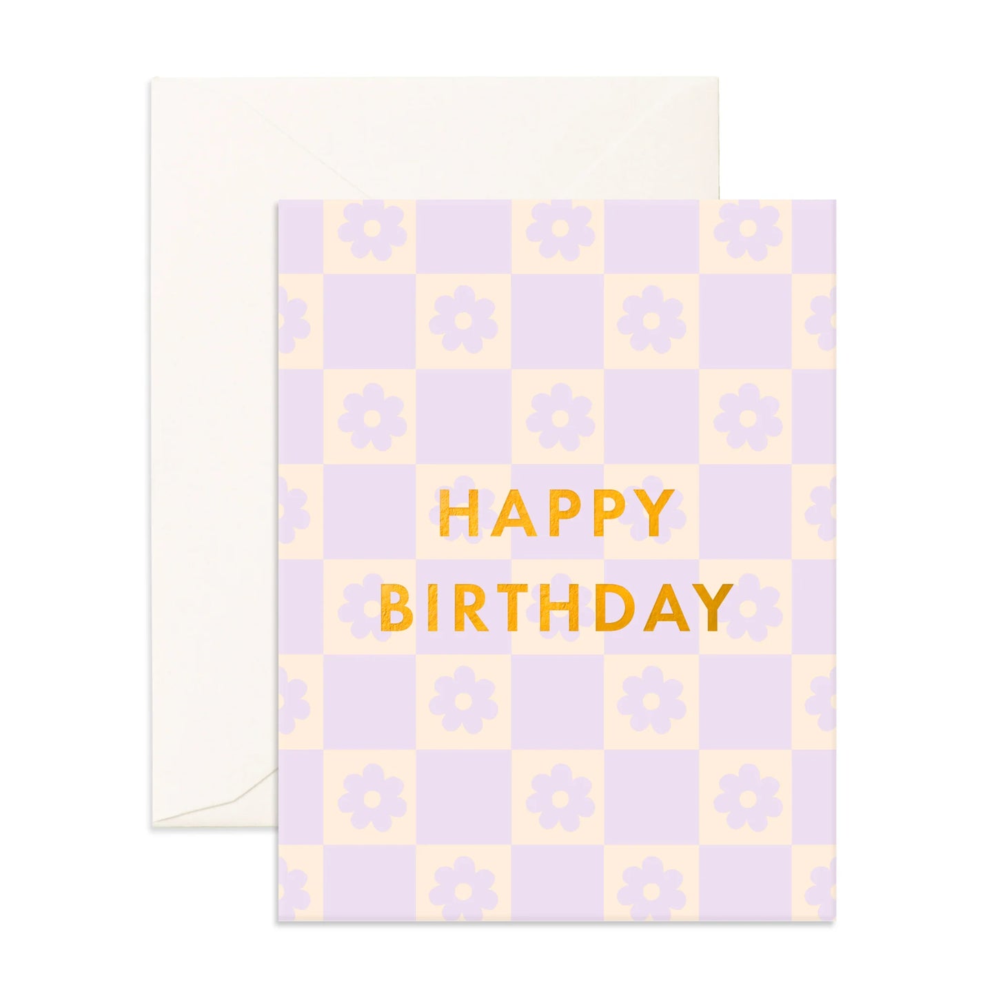 Fox & Fallow Birthday Lilac Daisy Grid Greeting Card