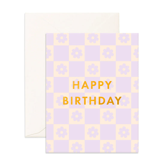 Fox & Fallow Birthday Lilac Daisy Grid Greeting Card