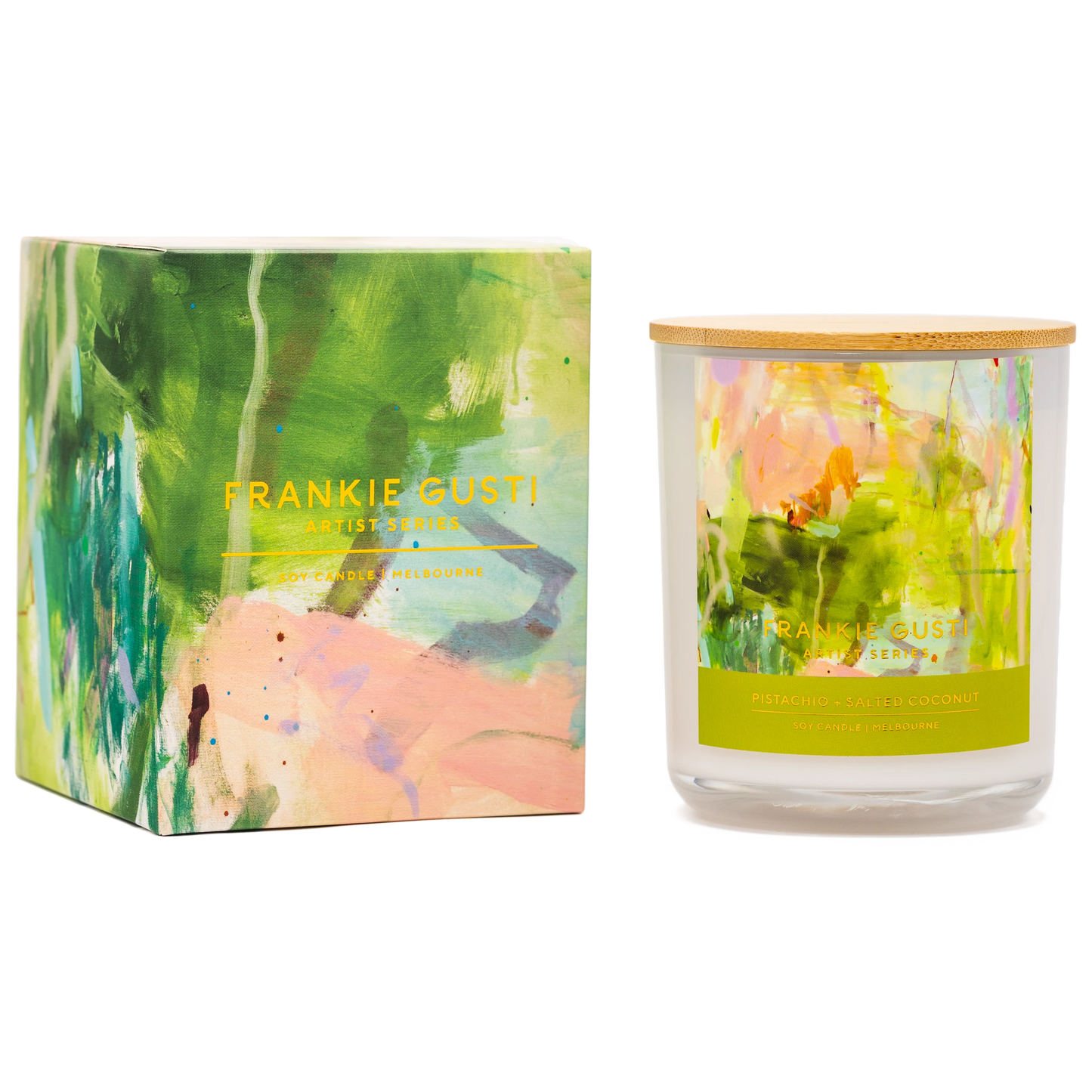 Frankie Gusti Artist Series Soy Candle Pistachio + Salted Coconut