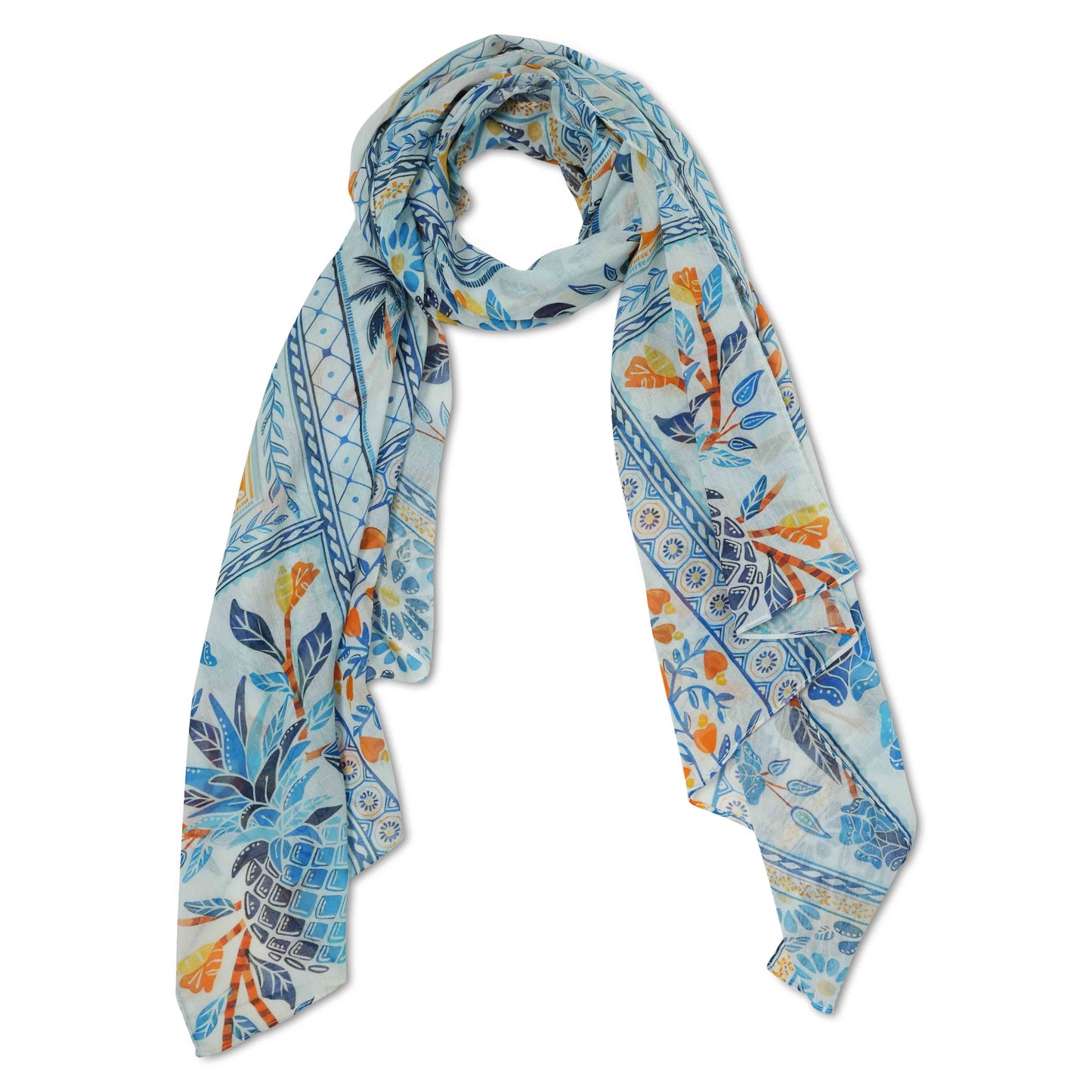 Fruit Print Cotton Voile Scarf