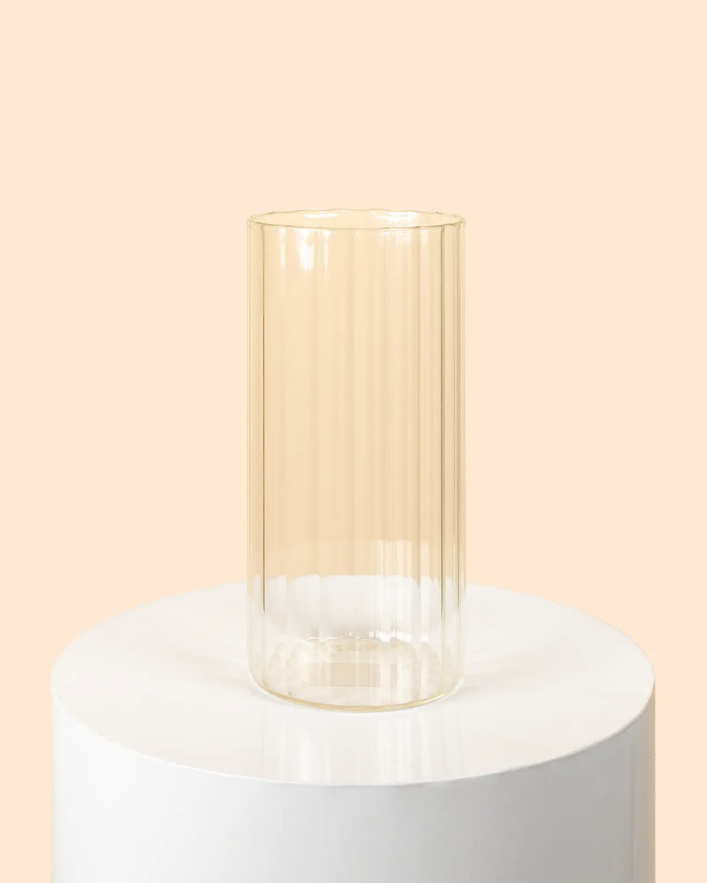 Glass Cylinder Ribbed Vase (Large)