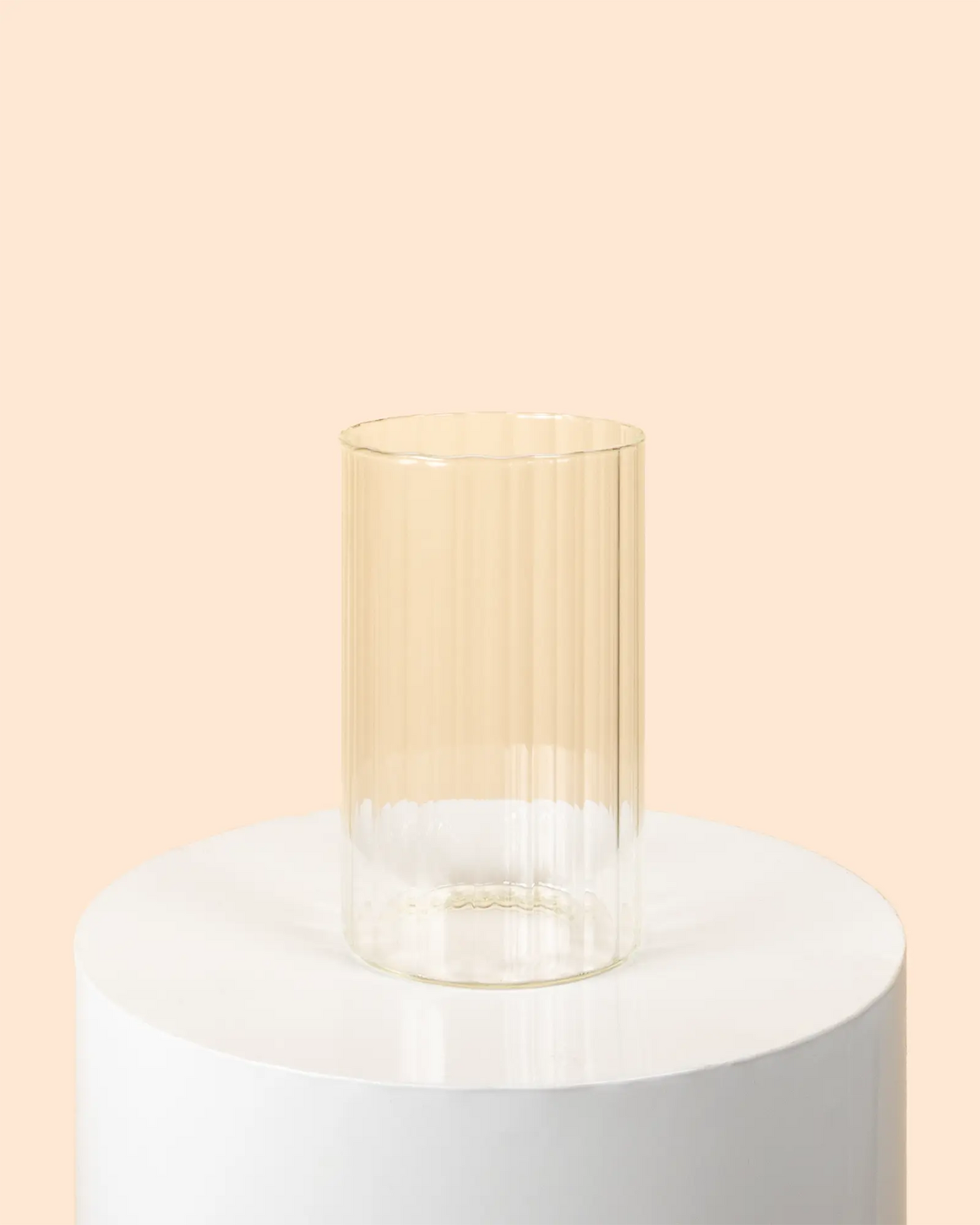 Glass Cylinder Ribbed Vase (Medium)