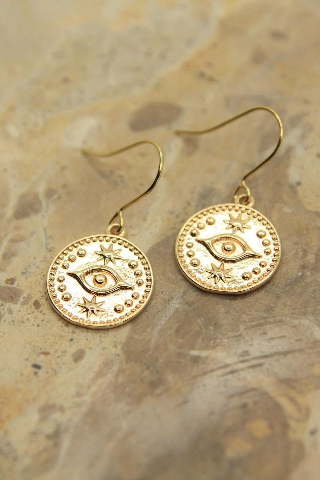 Gold Coin Dangle Earrings