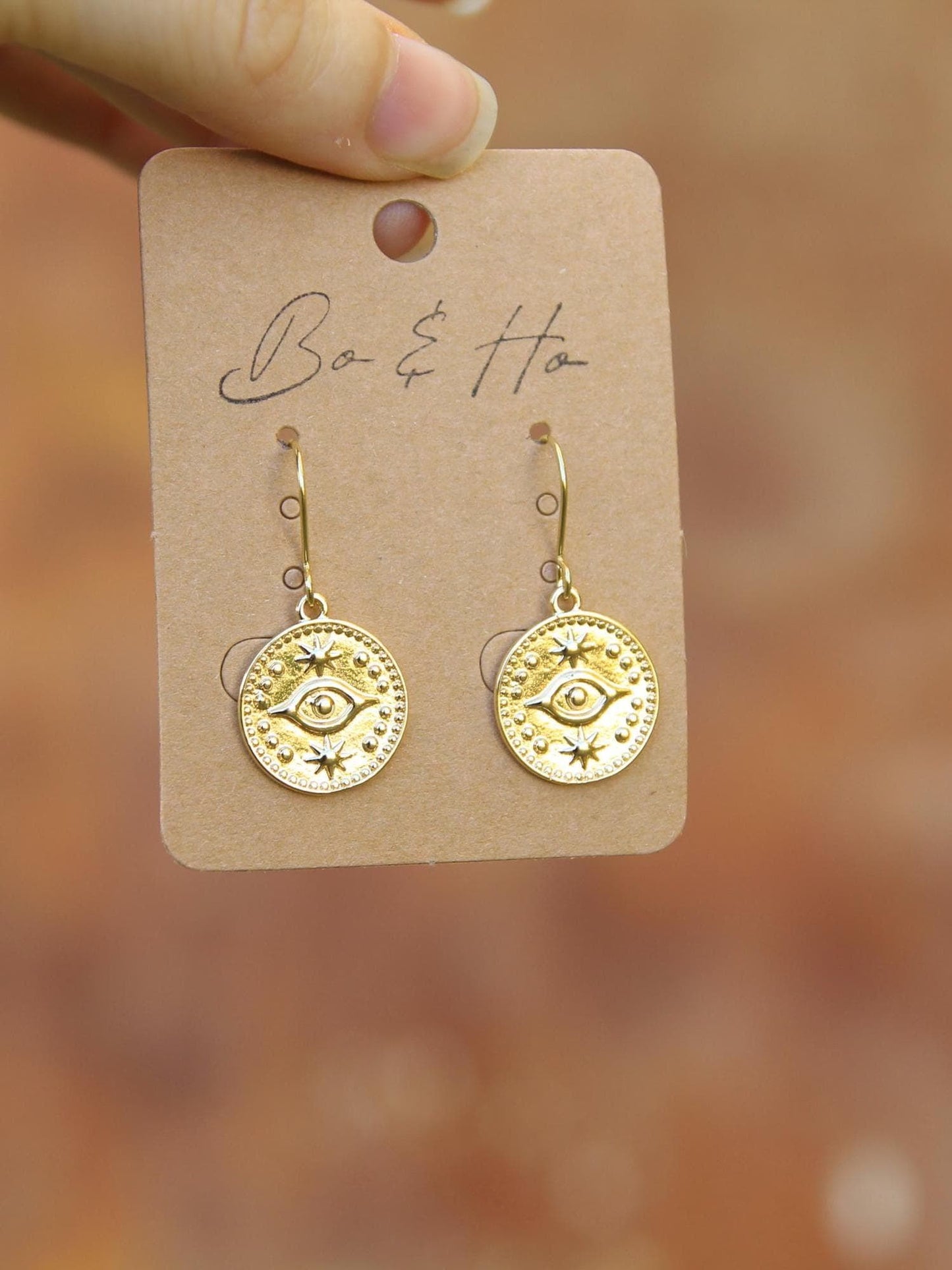 Gold Coin Dangle Earrings