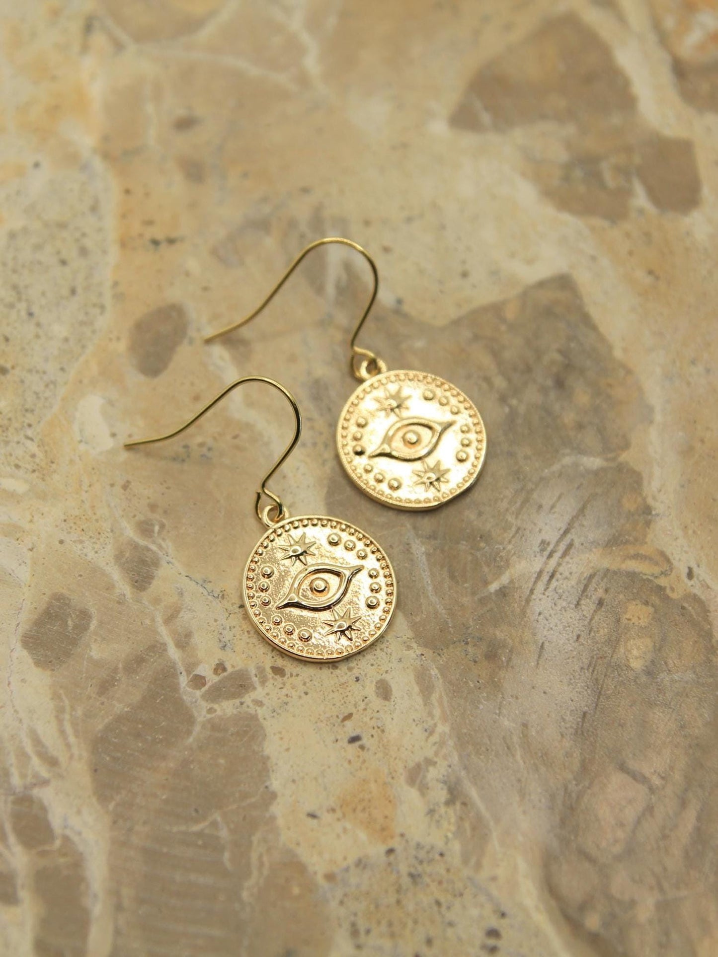 Gold Coin Dangle Earrings