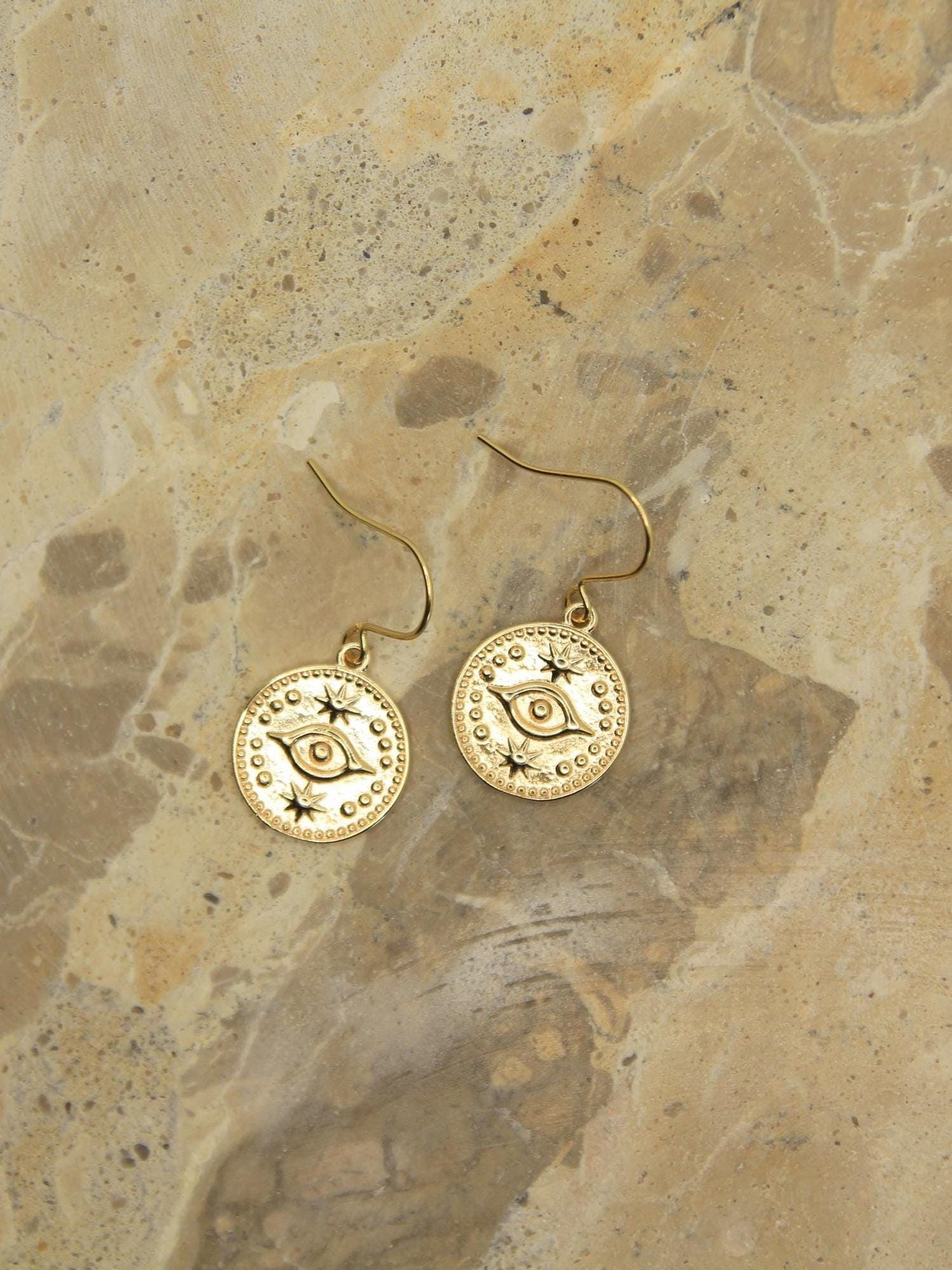 Gold Coin Dangle Earrings