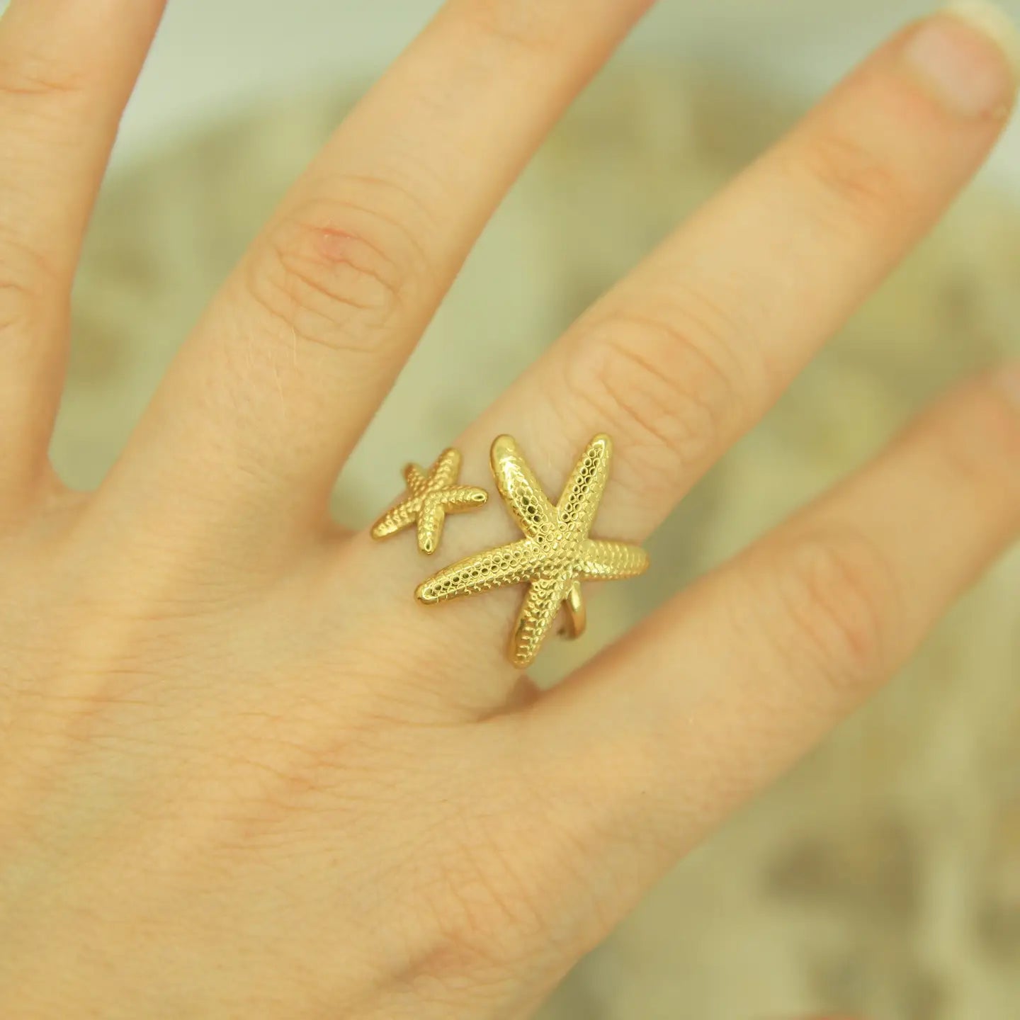 Gold Starfish Open Ring