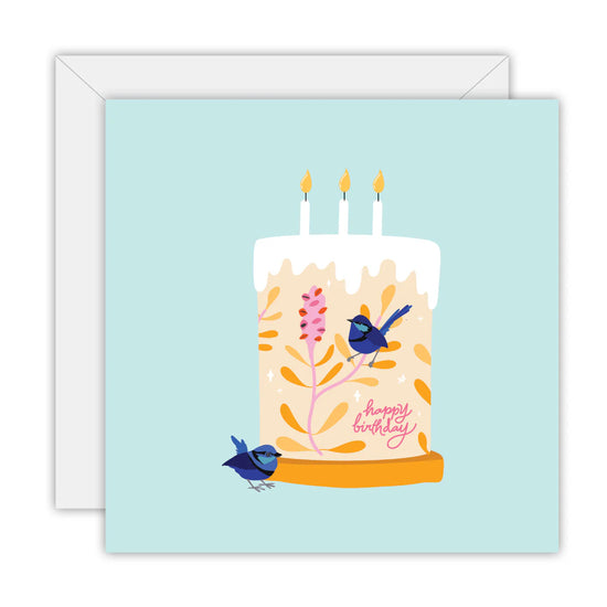 Happy Birthday Blue Wren Card