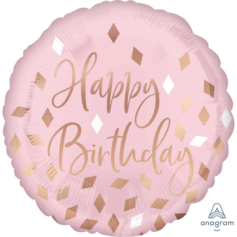 Happy Birthday Blush 45cm Balloon (Inflated)