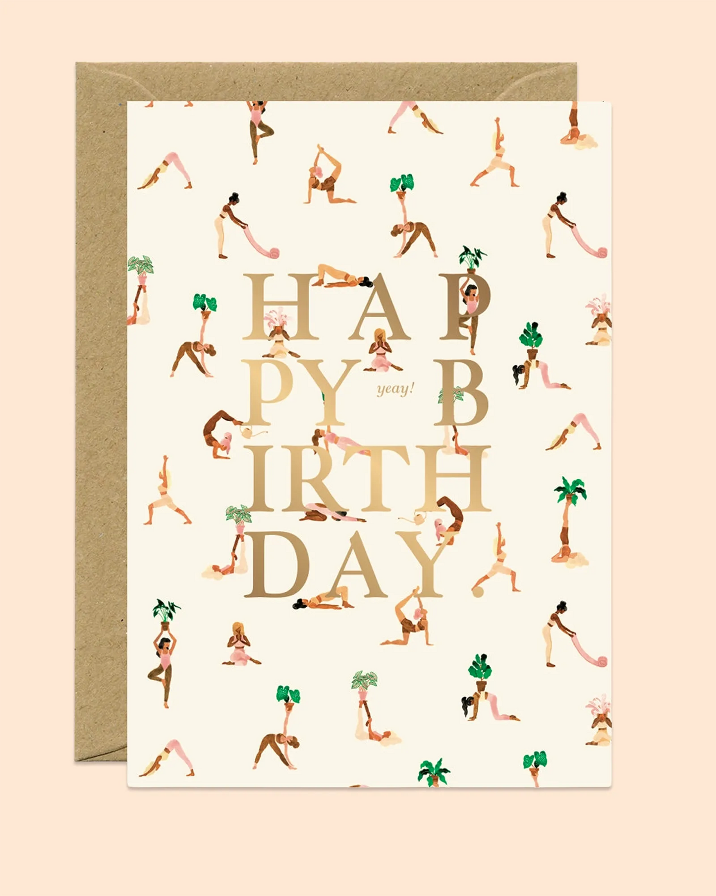 Happy Birthday Yoga (Gold Foil) Card