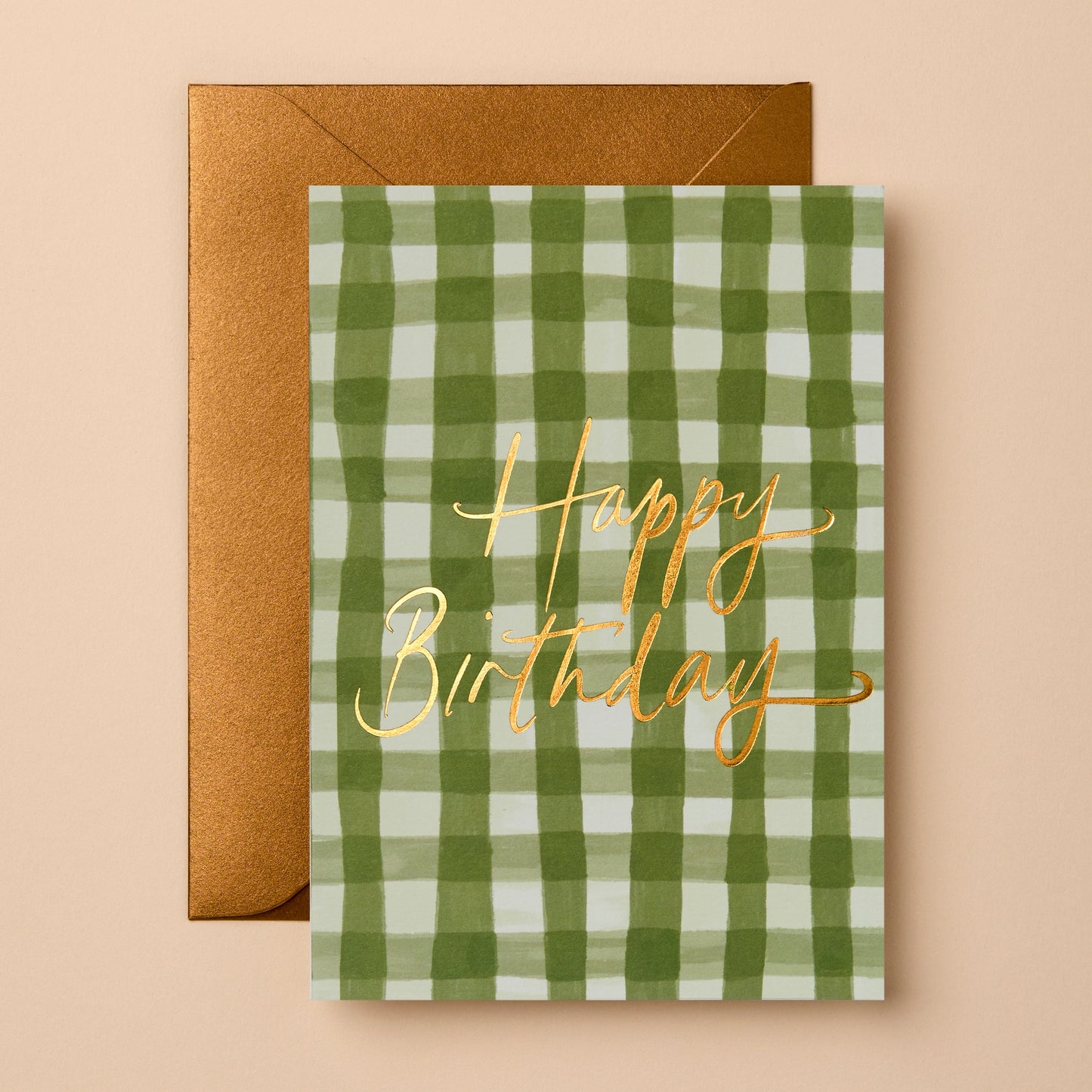 Happy Birthday (Green Gingham) Card