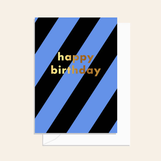 Happy Birthday (Stripe Midnight Design) Card