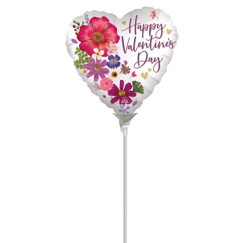 Happy Valentine's Day Pressed Flowers 10cm Balloon (Inflated)
