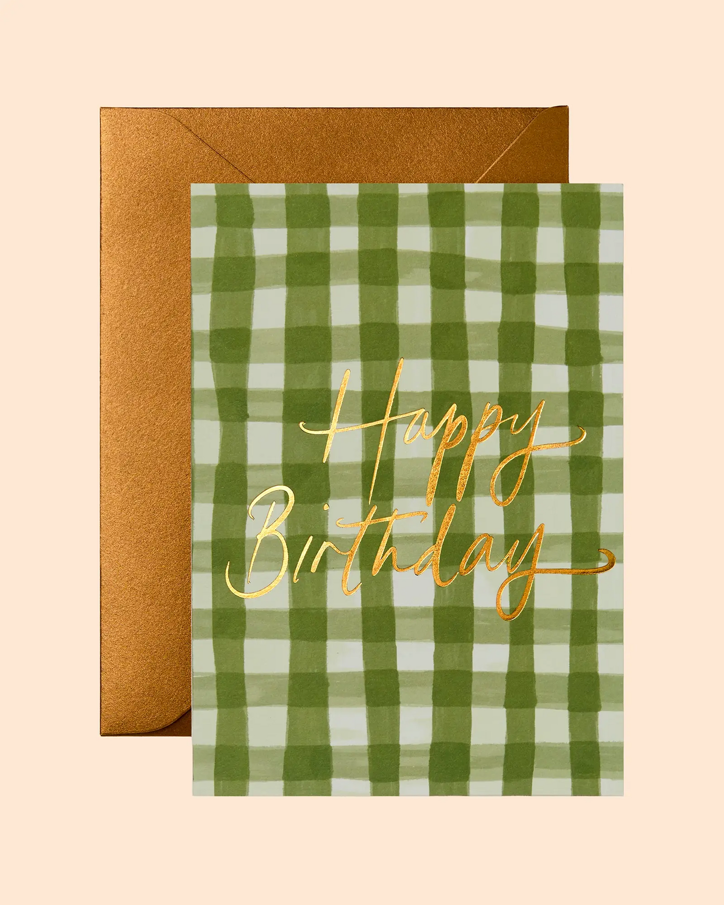 Happy Birthday (Green Gingham) Card