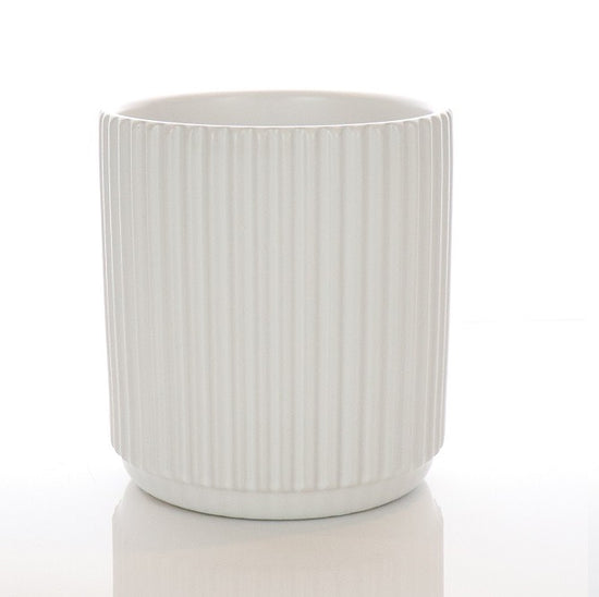 Medium Ceramic Ribbed Pot - White