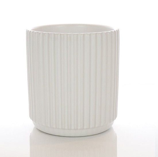 Small Ceramic Ribbed Pot - White