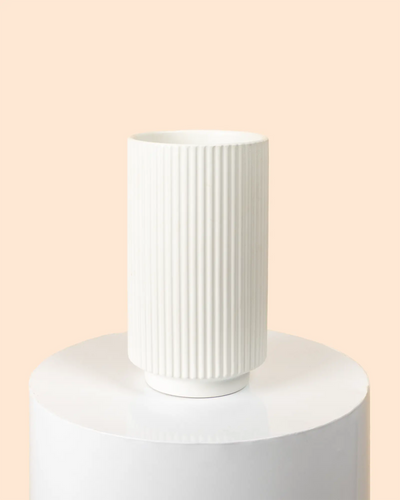 Ceramic Mykonos Muse Vase (White Matte) (14x24cm)