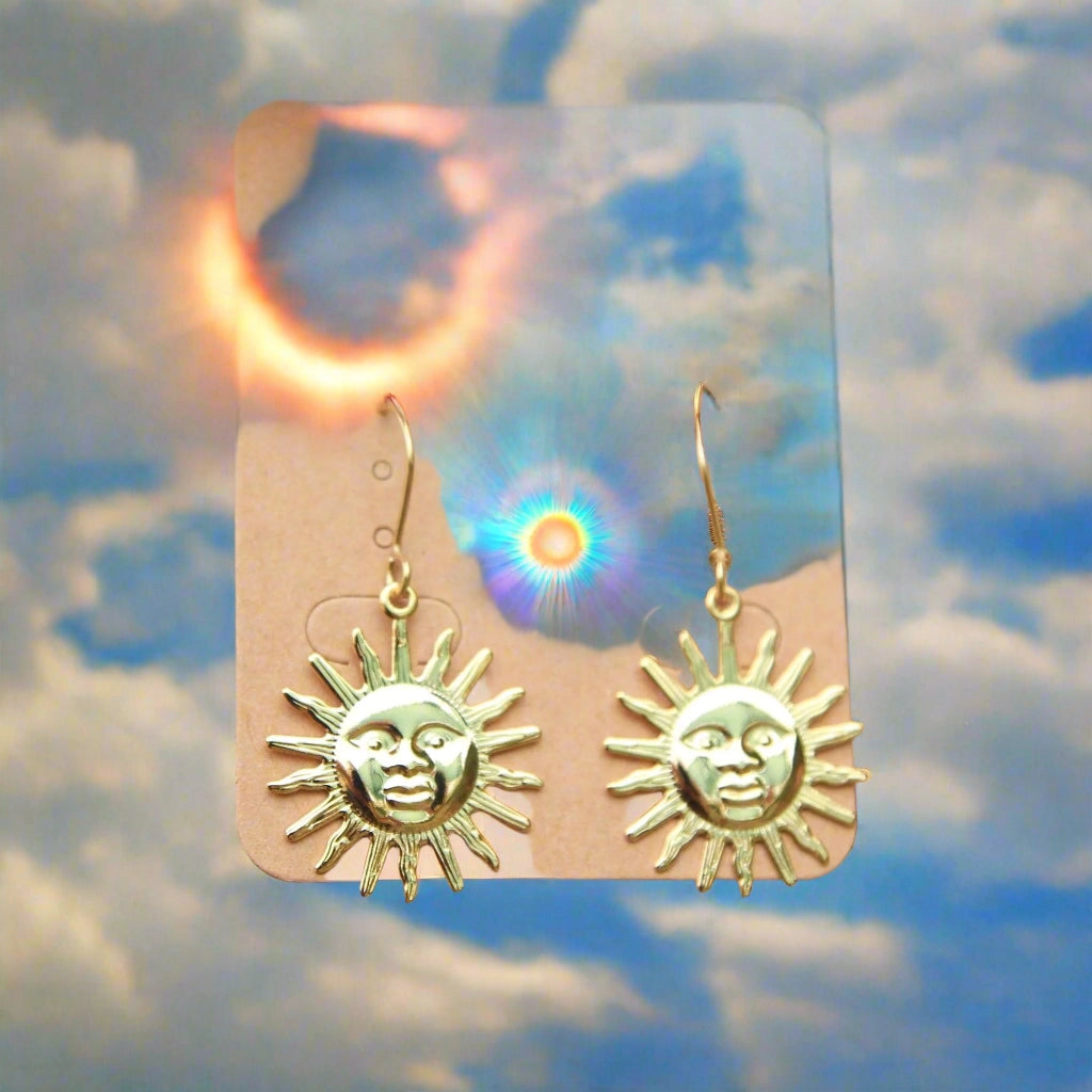 Large Gold Sun Earrings