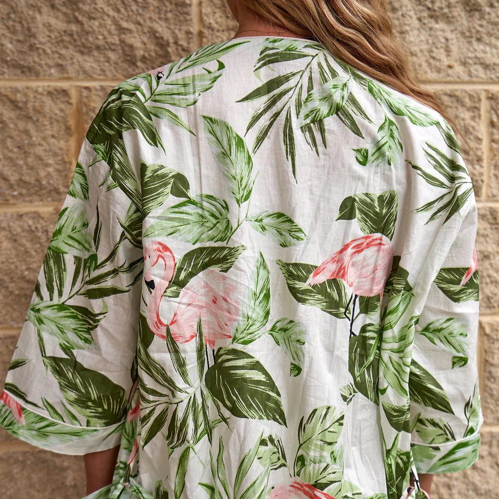 Linen Connections Flamingo Fantasy Kimono