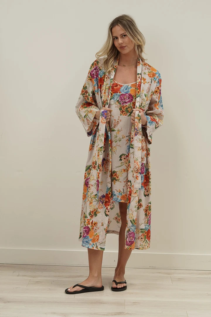 Linens Unlimited Camilla Bouquet White Kimono