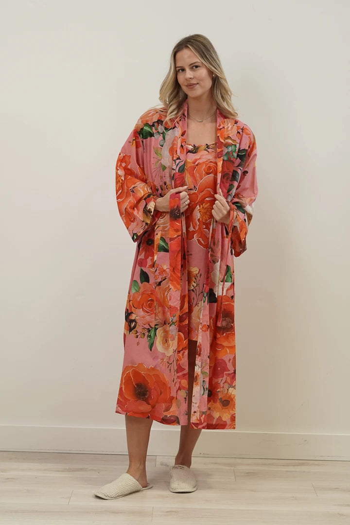 Linens Unlimited Tuscan Rose Pink Kimono