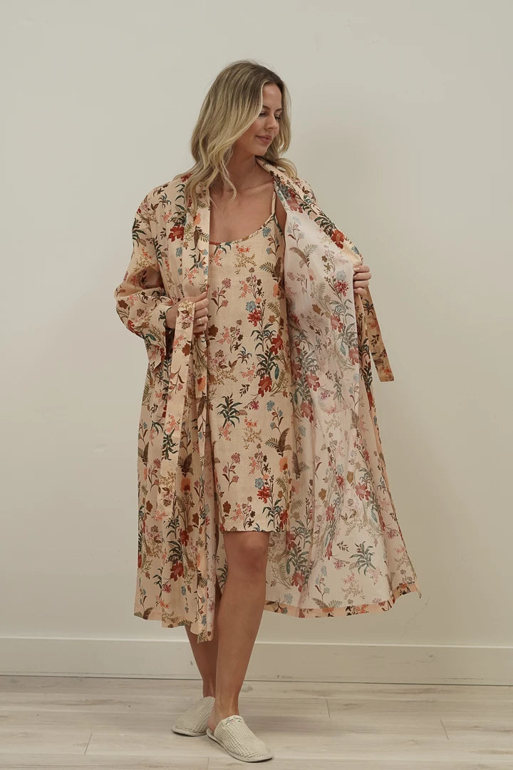 Linens Unlimited Wildflower Field Beige Kimono