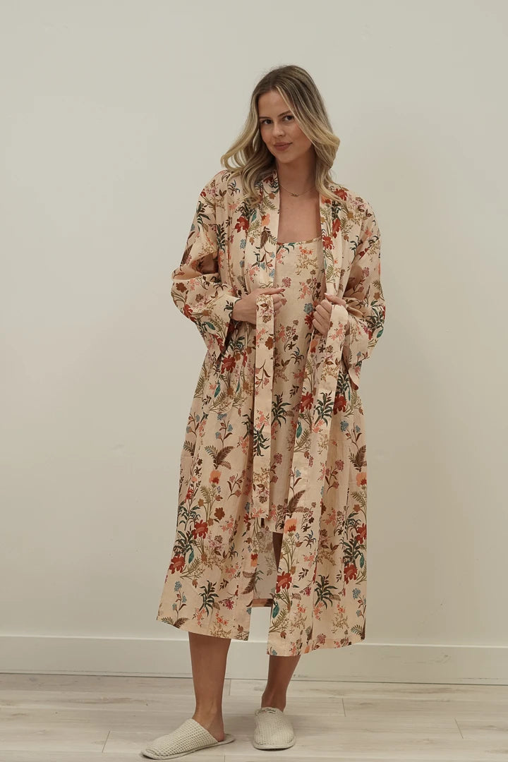Linens Unlimited Wildflower Field Beige Kimono