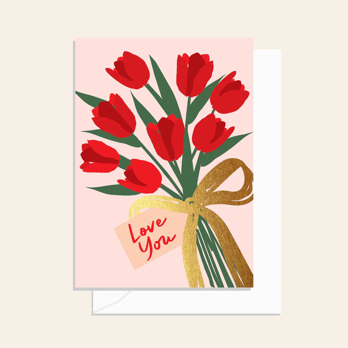Love You Red Tulip Bunch Card