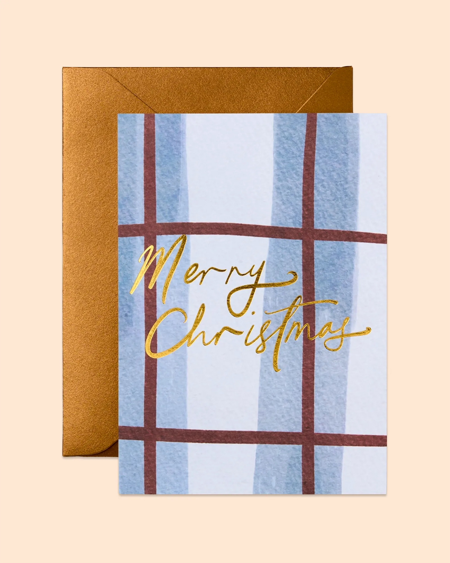 Merry Christmas (Blue and Red Check) Card