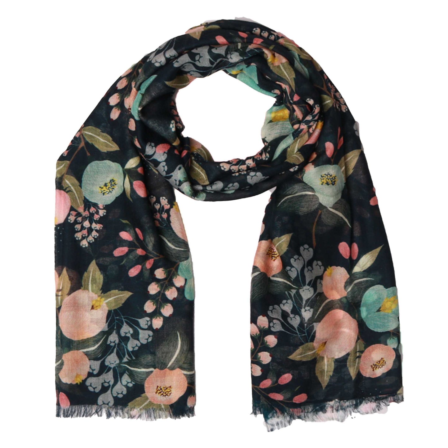 Midnight Bloom Bouquet Cotton Modal Scarf