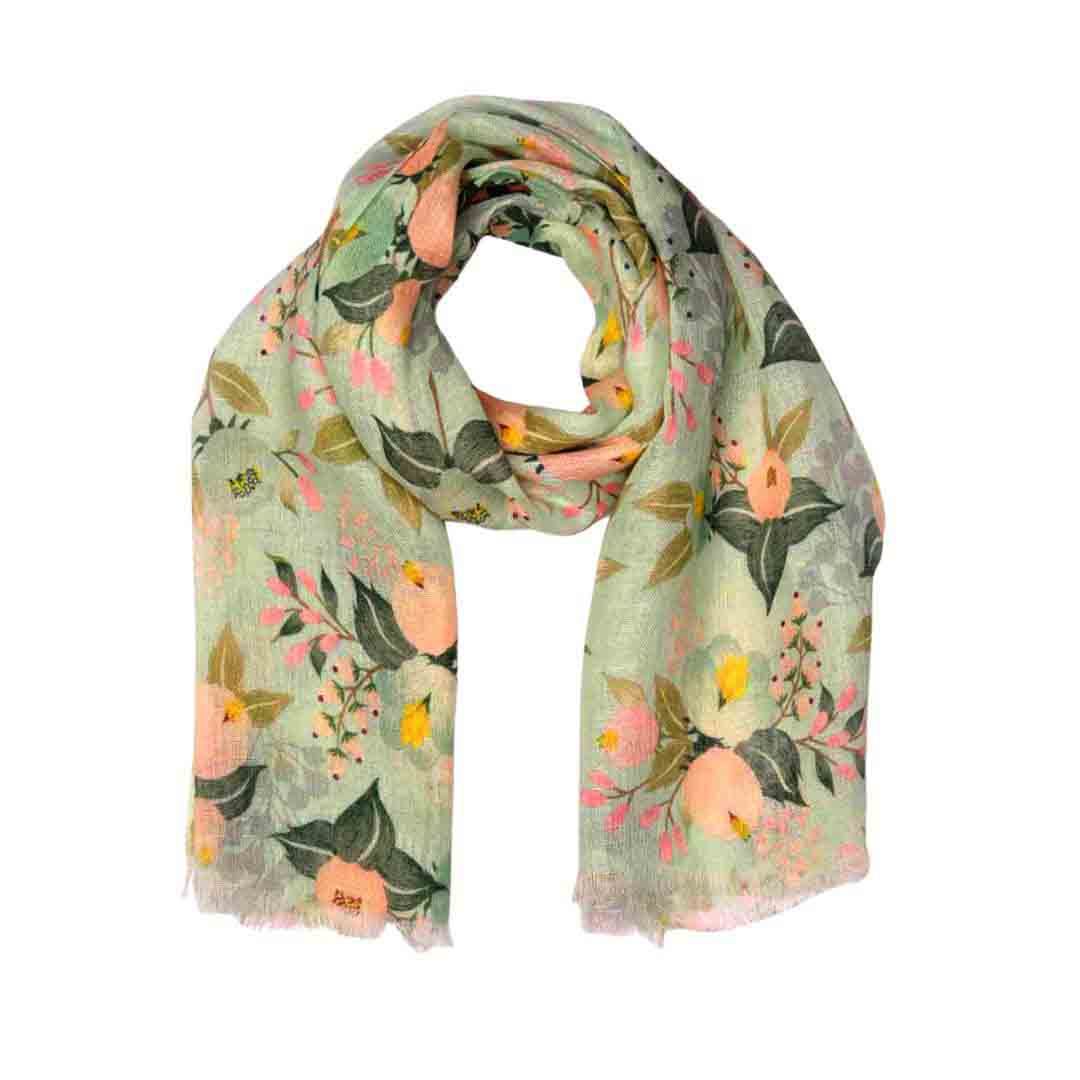 Mint Blossom Bouquet Cotton Modal Scarf