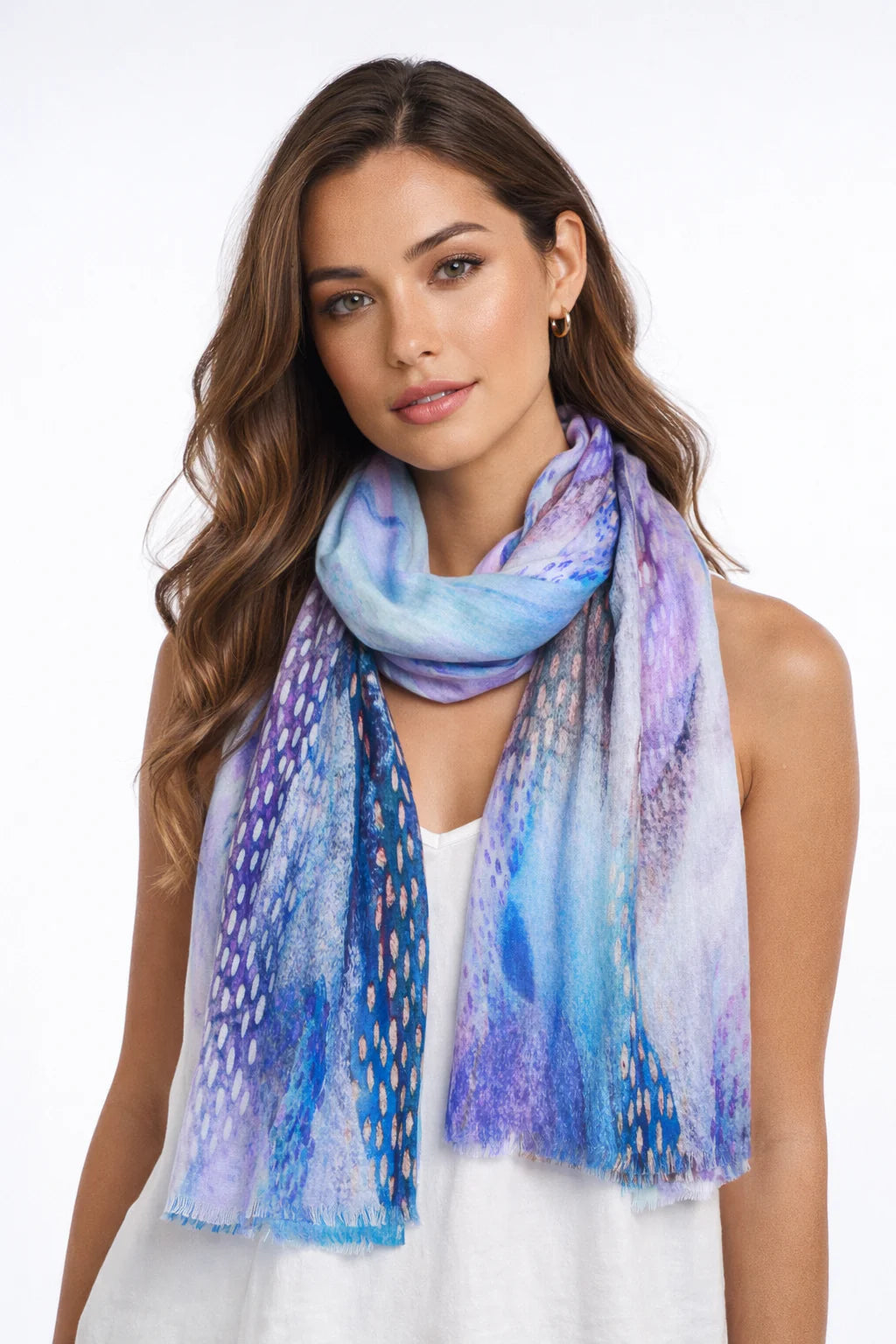 Mystic Waves Abstract Cotton Modal Wool Scarf