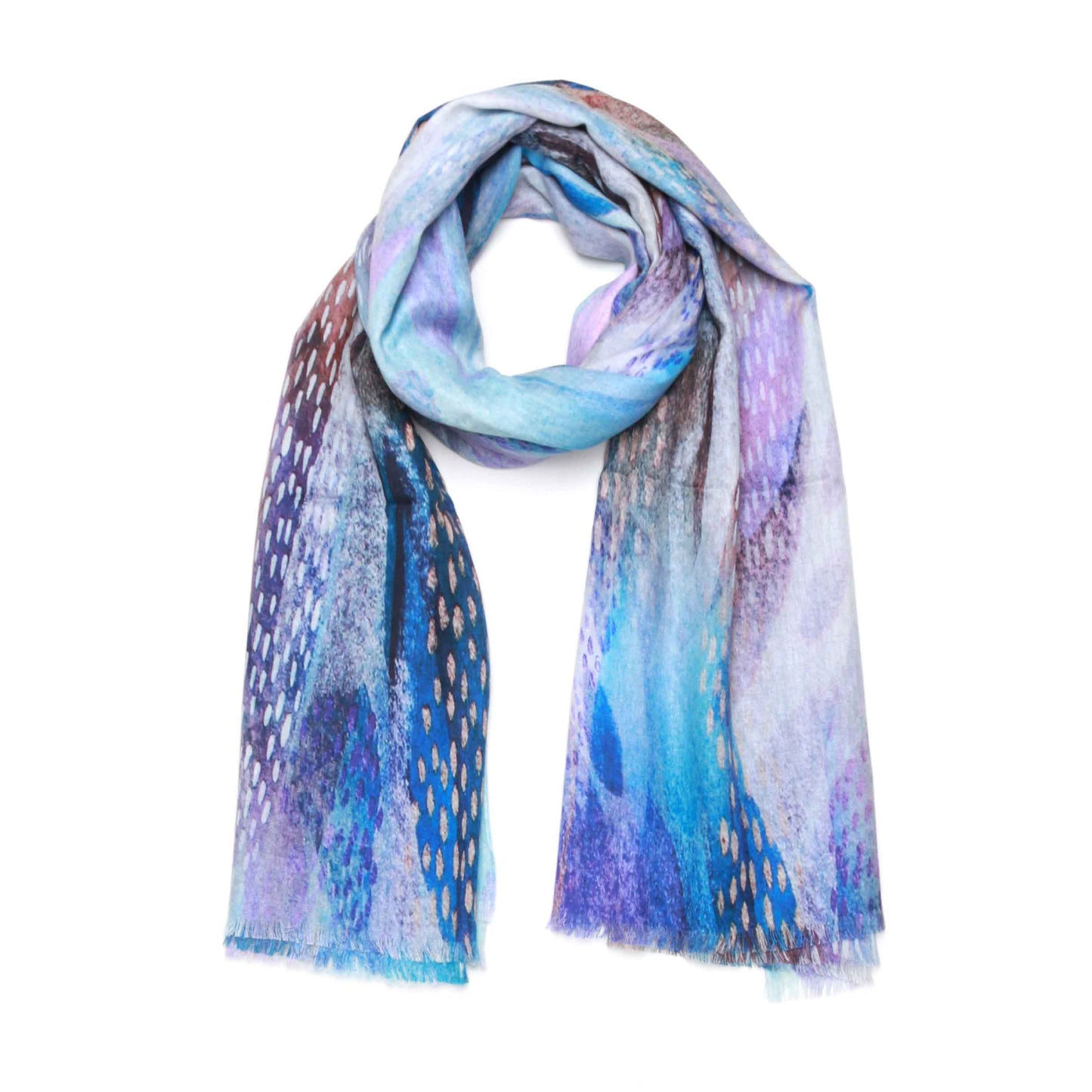 Mystic Waves Abstract Cotton Modal Wool Scarf