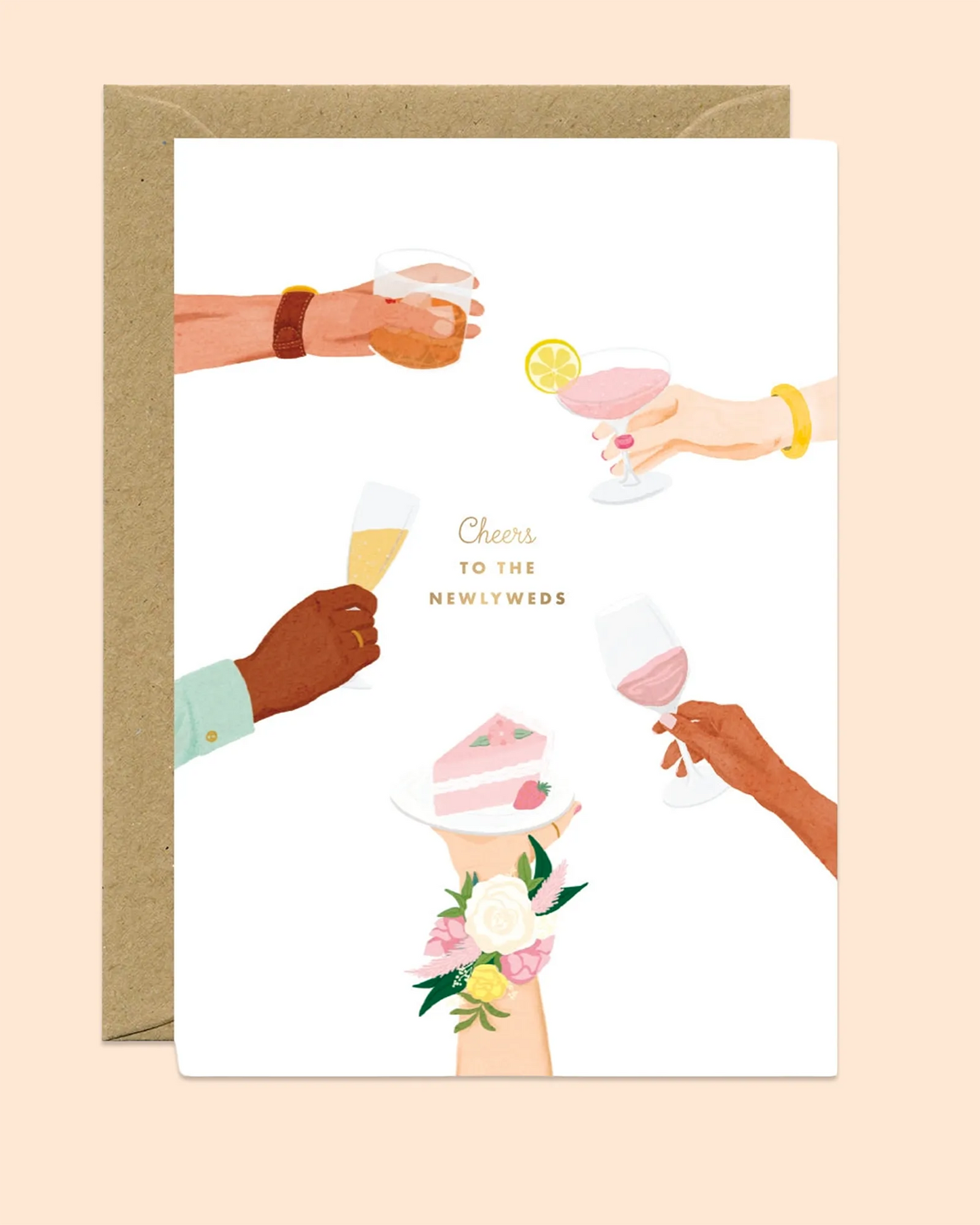 Newlyweds Cheers (Gold Foil) Card