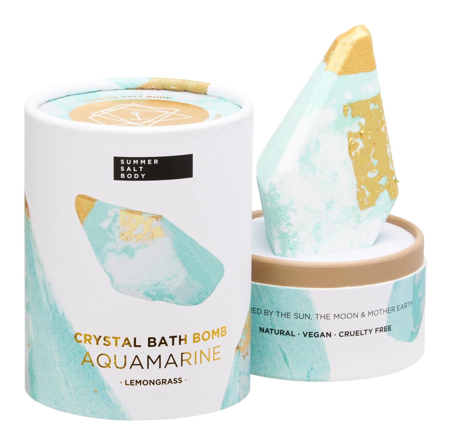Summer Salt Body Crystal Bath Bomb Aquamarine (Lemongrass)