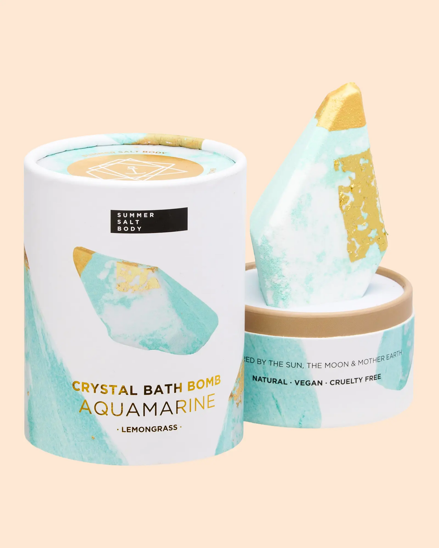 Summer Salt Body Crystal Bath Bomb Aquamarine (Lemongrass)