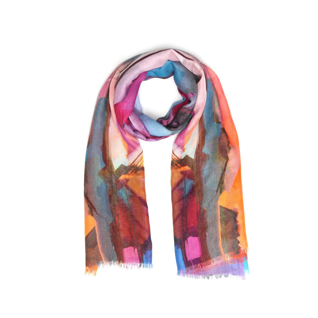 Sunset Symphony Abstract Cotton Modal Scarf